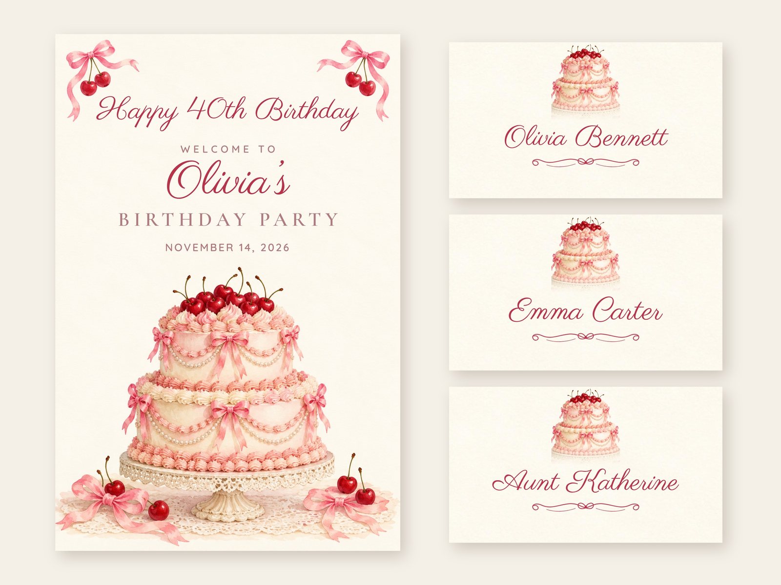 Vintage Cake Vintage Cake welcome sign with matching name tents