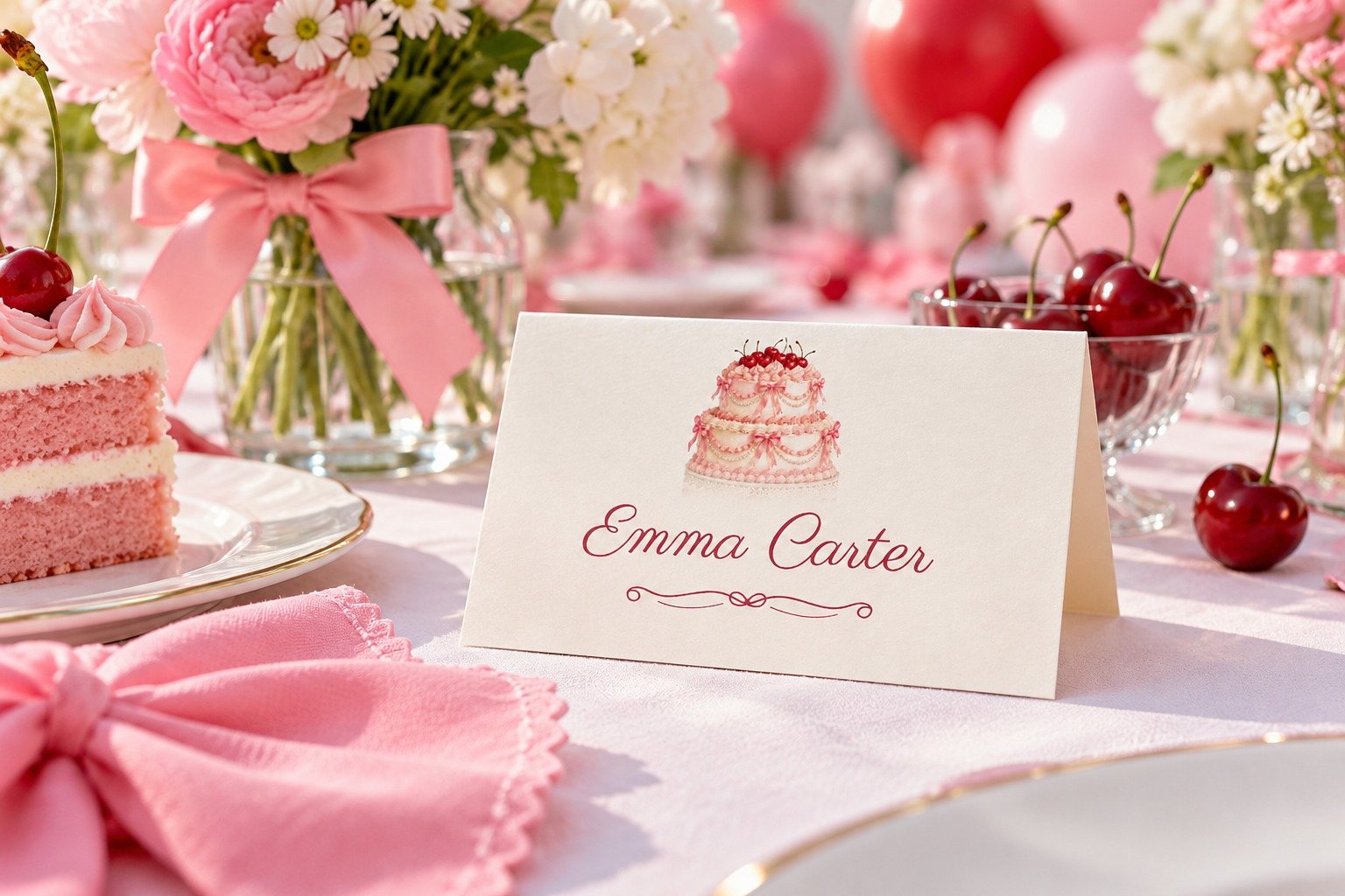 Vintage Cake Vintage Cake name tent at a birthday dinner
