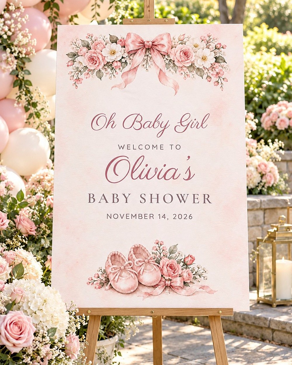Oh Baby Girl Ballet Shoes baby shower welcome sign