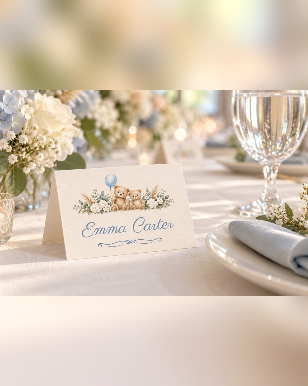 We Can Bearly Wait Balloon Garland baby shower name tents