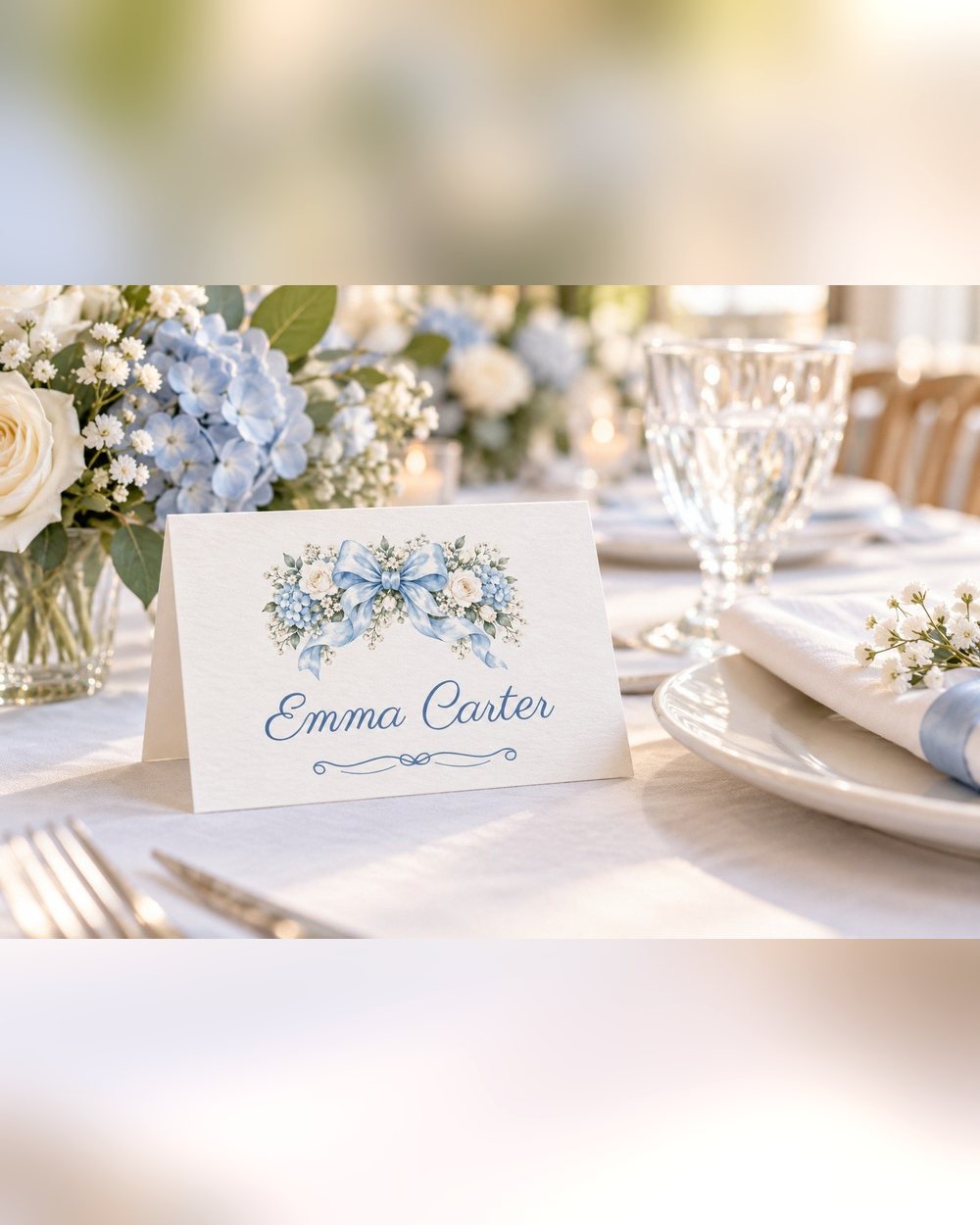 Oh Baby Boy Blue Bow baby shower name tents