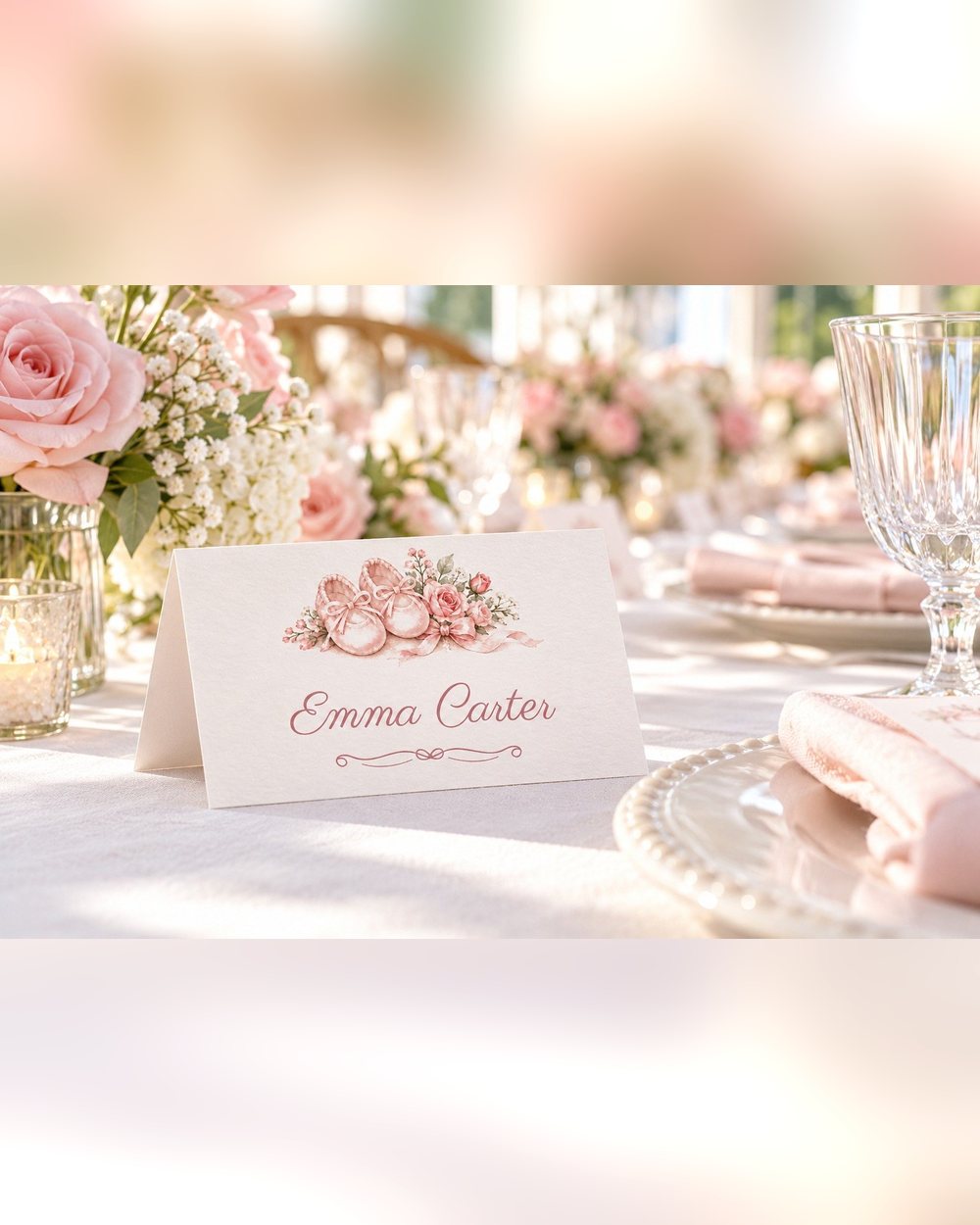 Oh Baby Girl Ballet Shoes baby shower name tents