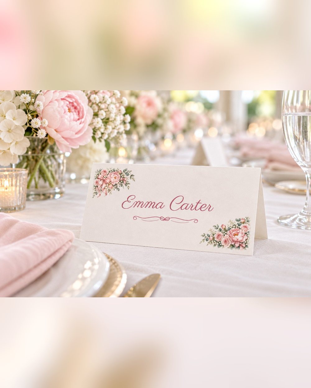 Oh Baby Girl Floral Corner baby shower name tents