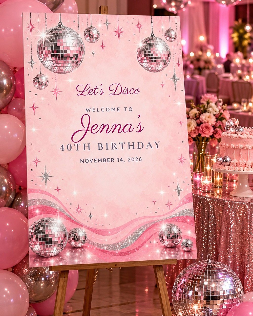 Disco Disco Ball birthday welcome sign