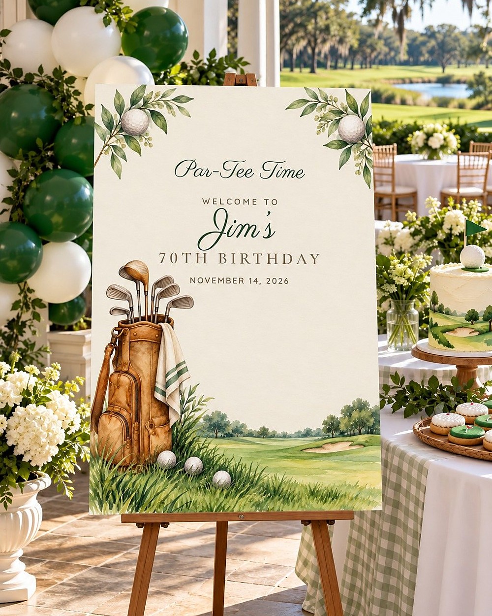 Par-Tee Time Golf Bag birthday welcome sign