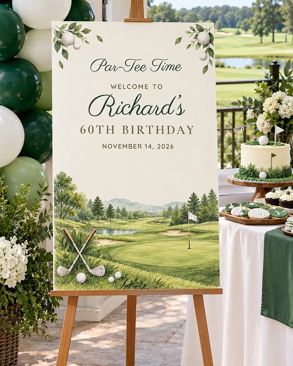 Par-Tee Time Golf birthday welcome sign