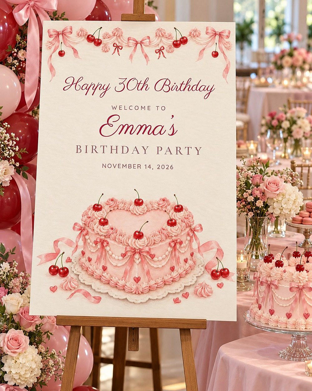 Vintage Cake Heart Cake birthday welcome sign
