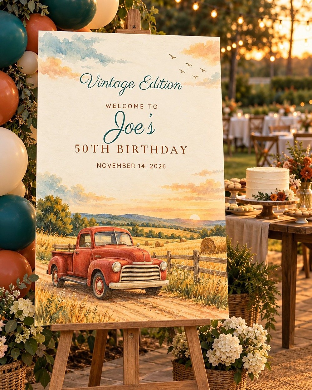 Vintage Edition Vintage Truck birthday welcome sign