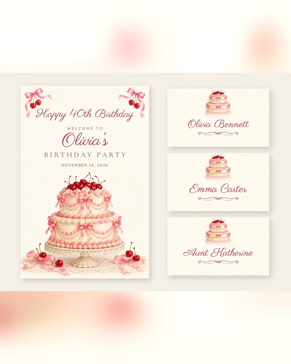 Vintage Cake Vintage Cake welcome sign and name tents set