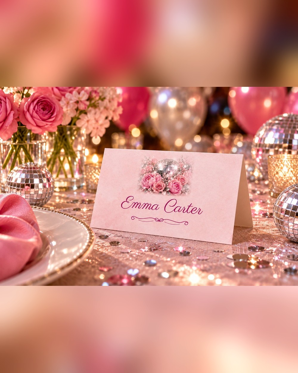 Disco Disco Roses birthday name tents