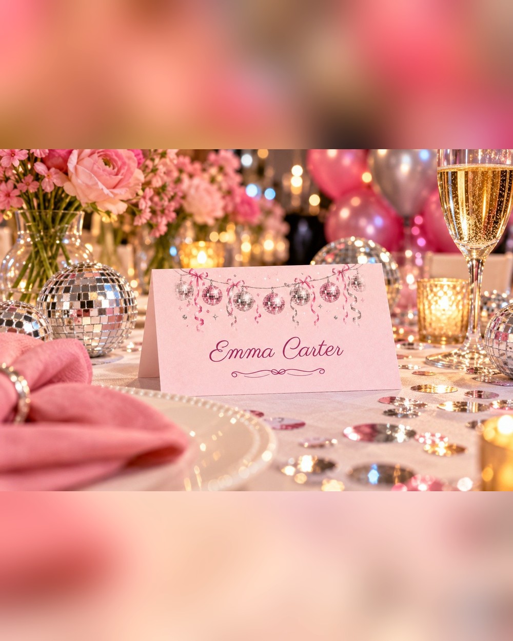 Disco Roller Skates birthday name tents