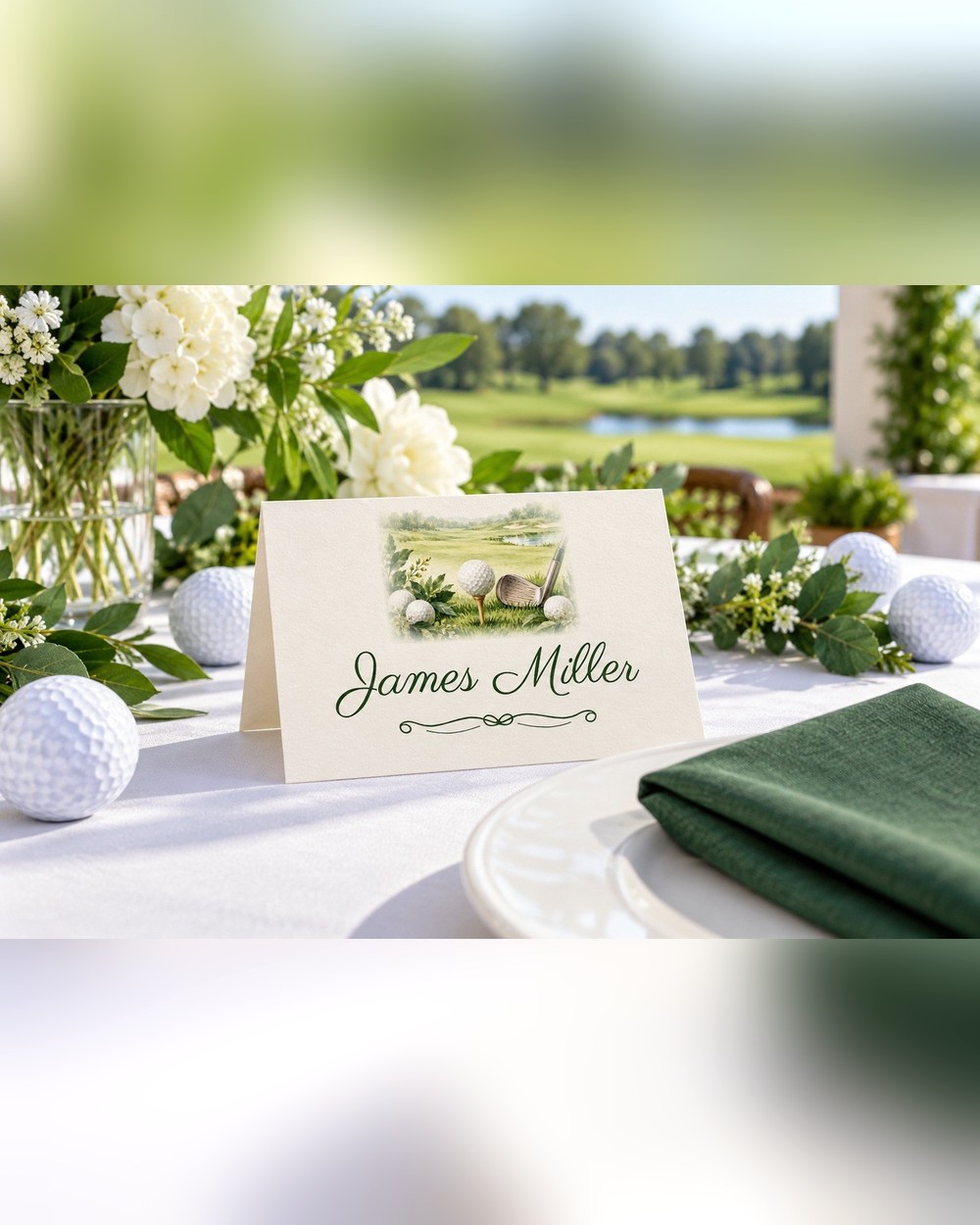 Par-Tee Time Ball and Tee birthday name tents