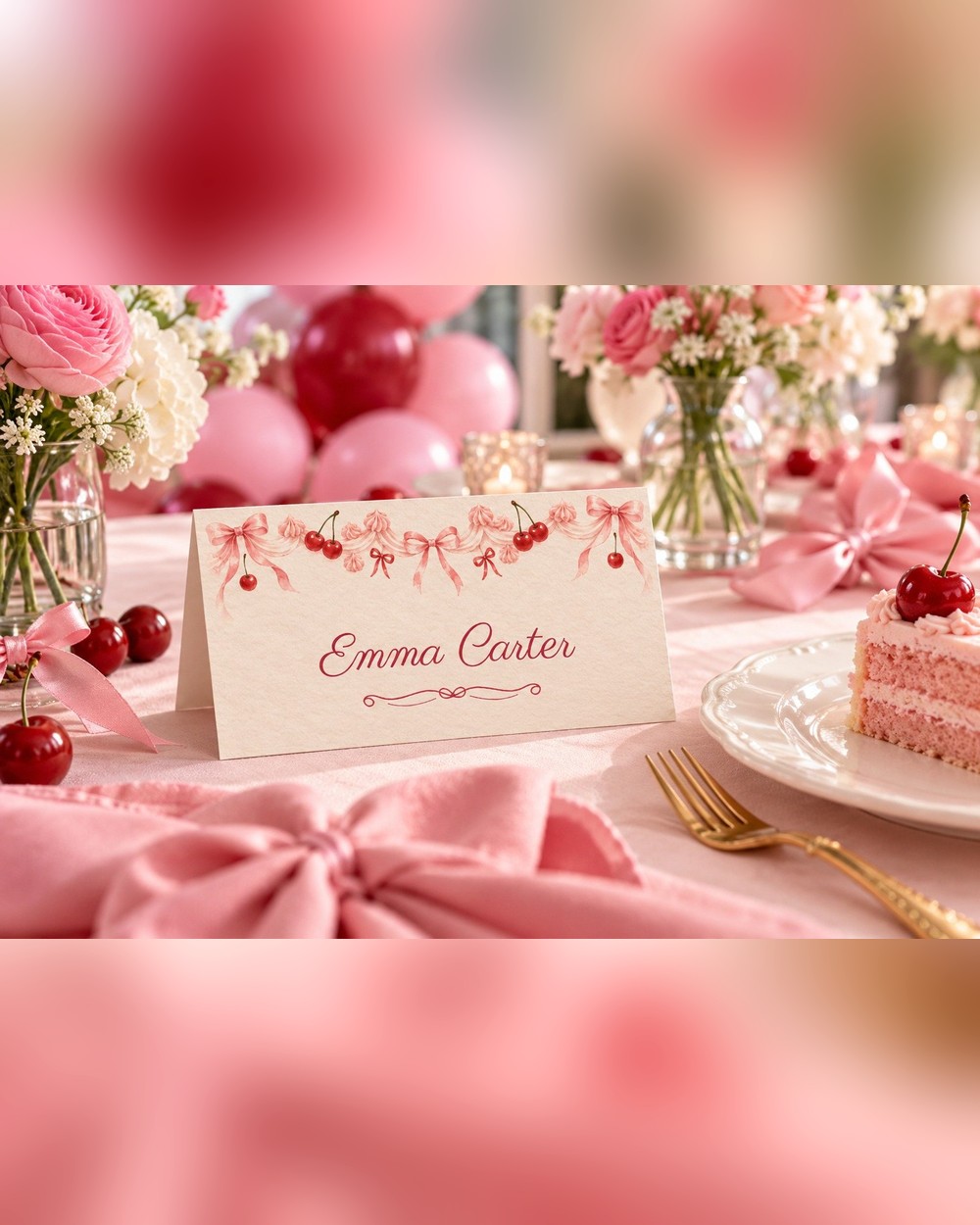Vintage Cake Heart Cake birthday name tents