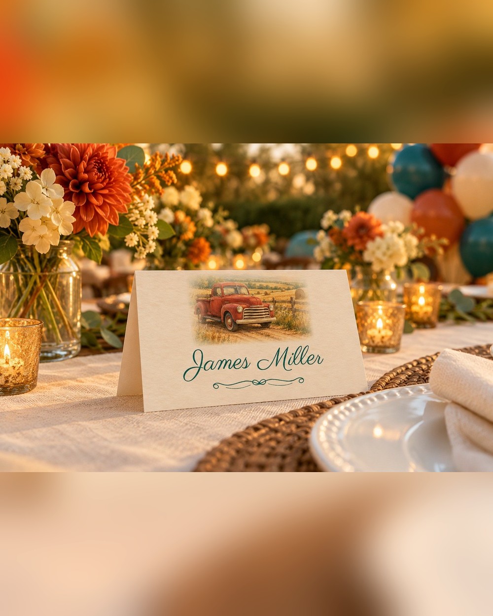 Vintage Edition Vintage Truck birthday name tents