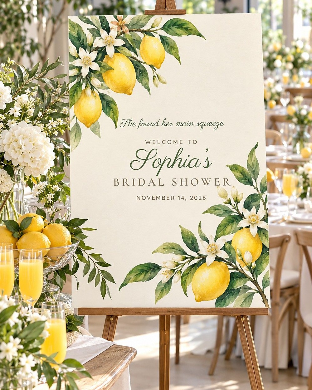 Main Squeeze Lemon Branch bridal shower welcome sign