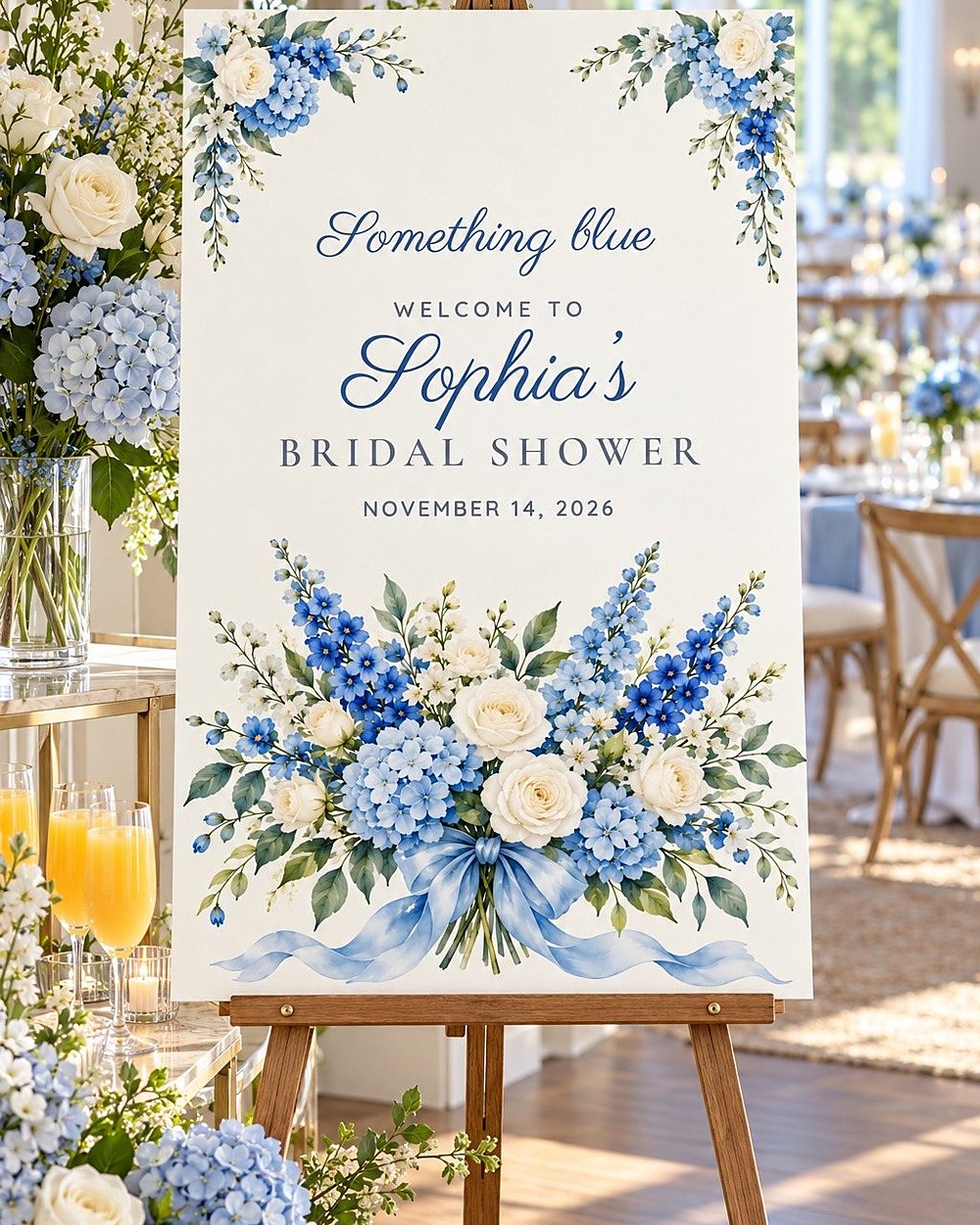 Something Blue Blue Bouquet bridal shower welcome sign