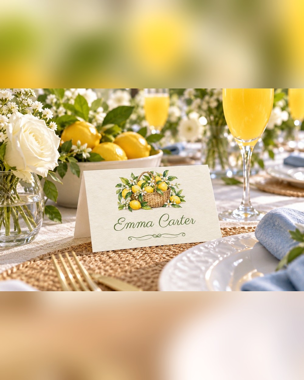 Main Squeeze Lemon Basket bridal shower name tents