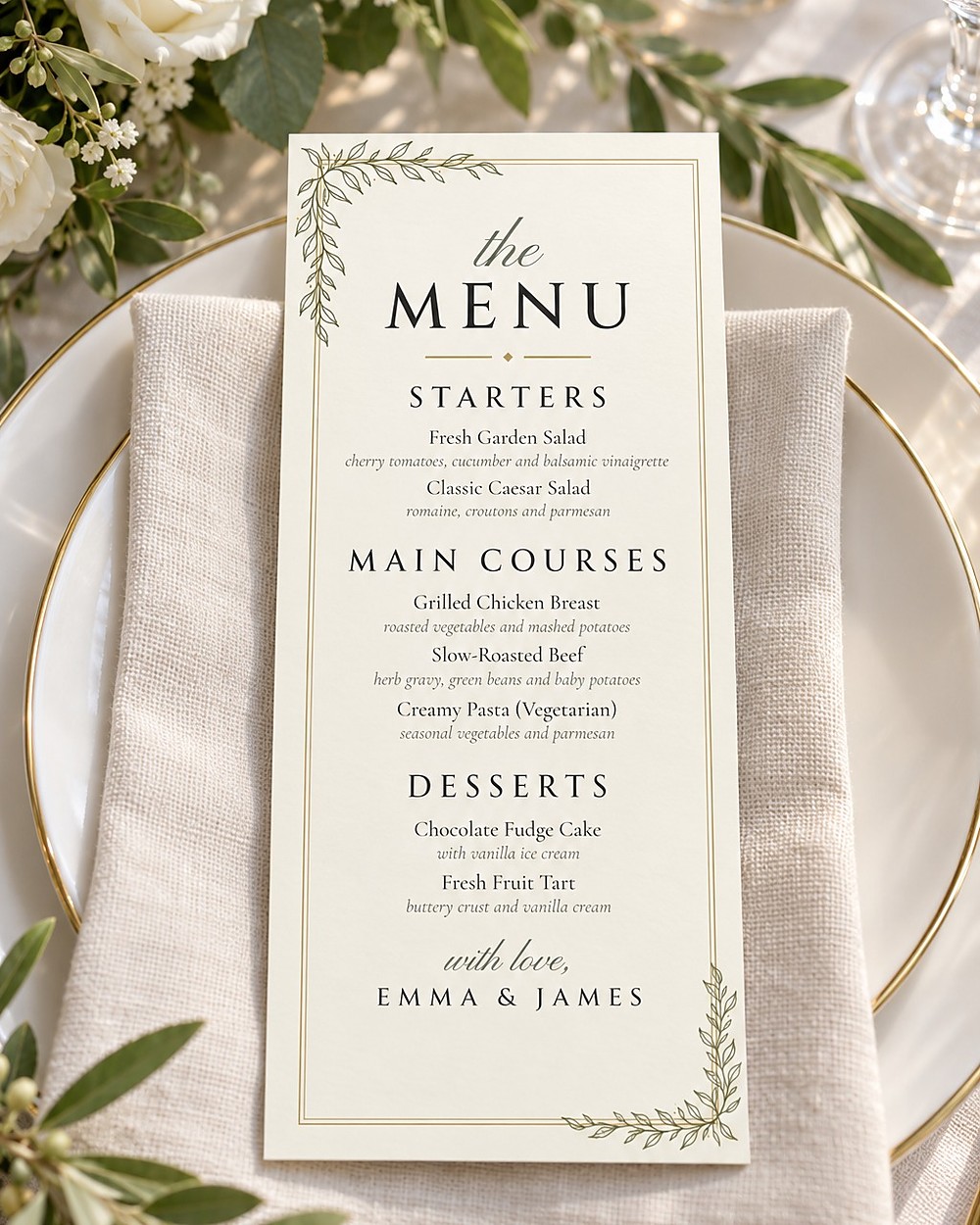 Line Art dinner menu