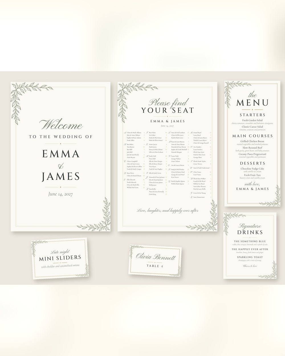 The full Line Art wedding set