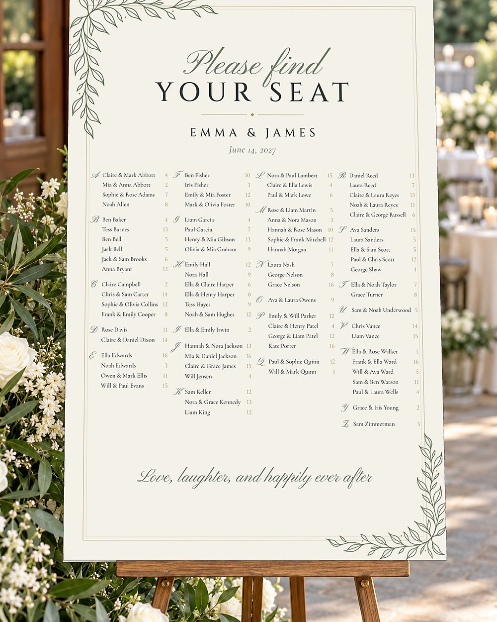 Line Art seating chart