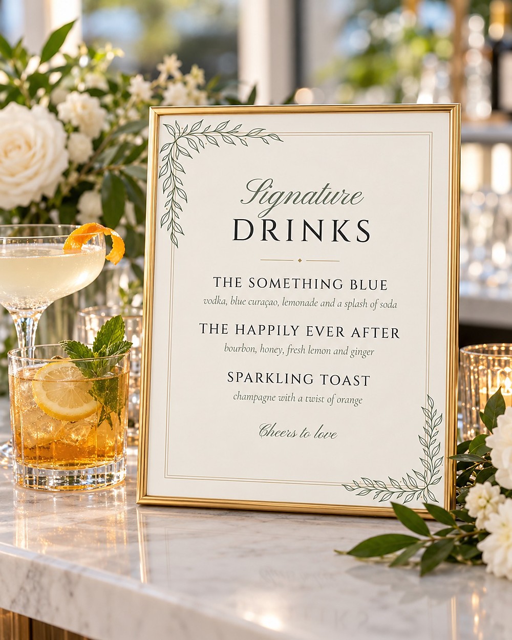 Line Art signature drinks sign