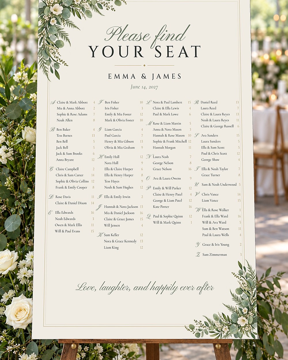 Greenery seating chart