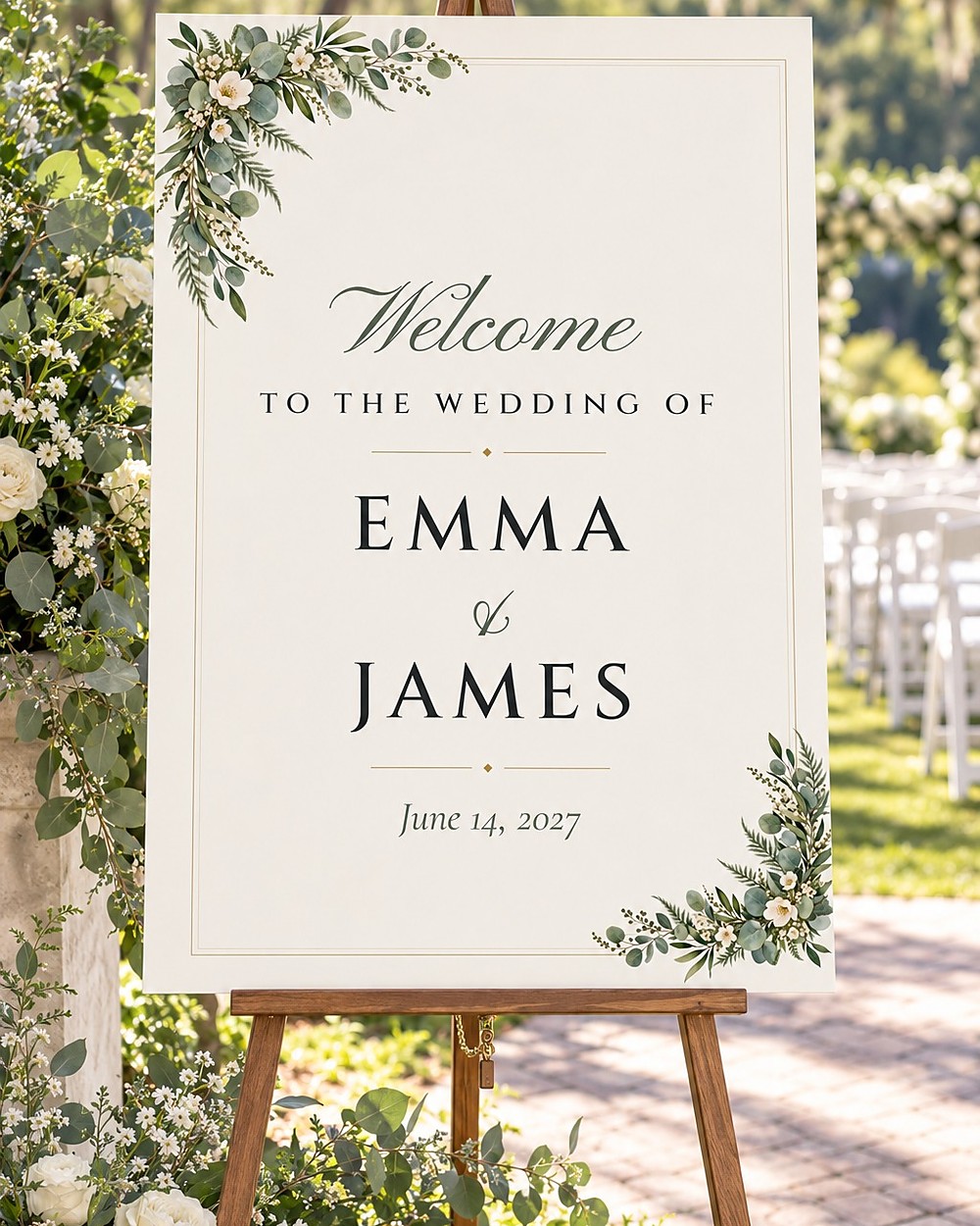 Greenery welcome sign