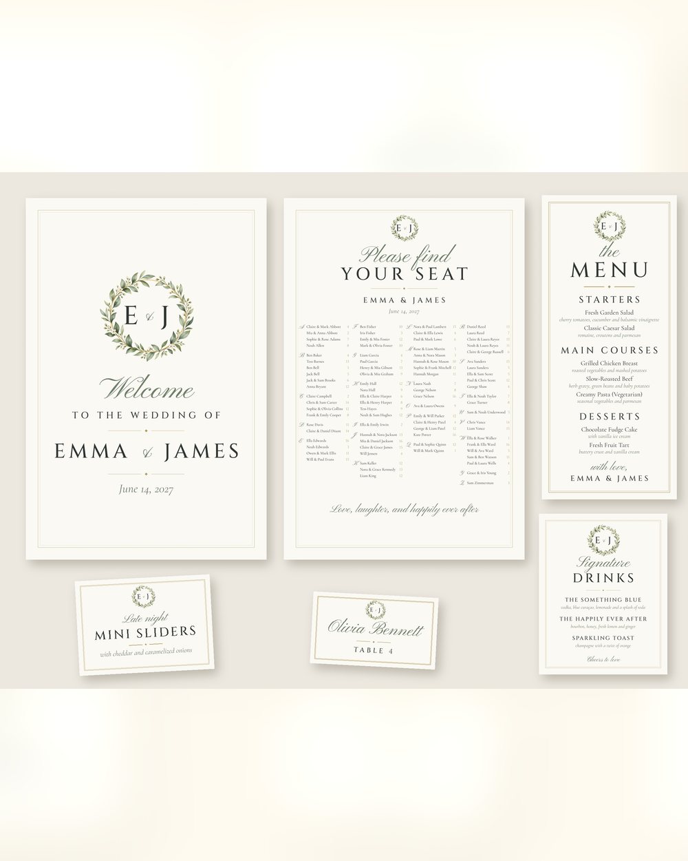 The full Monogram wedding set