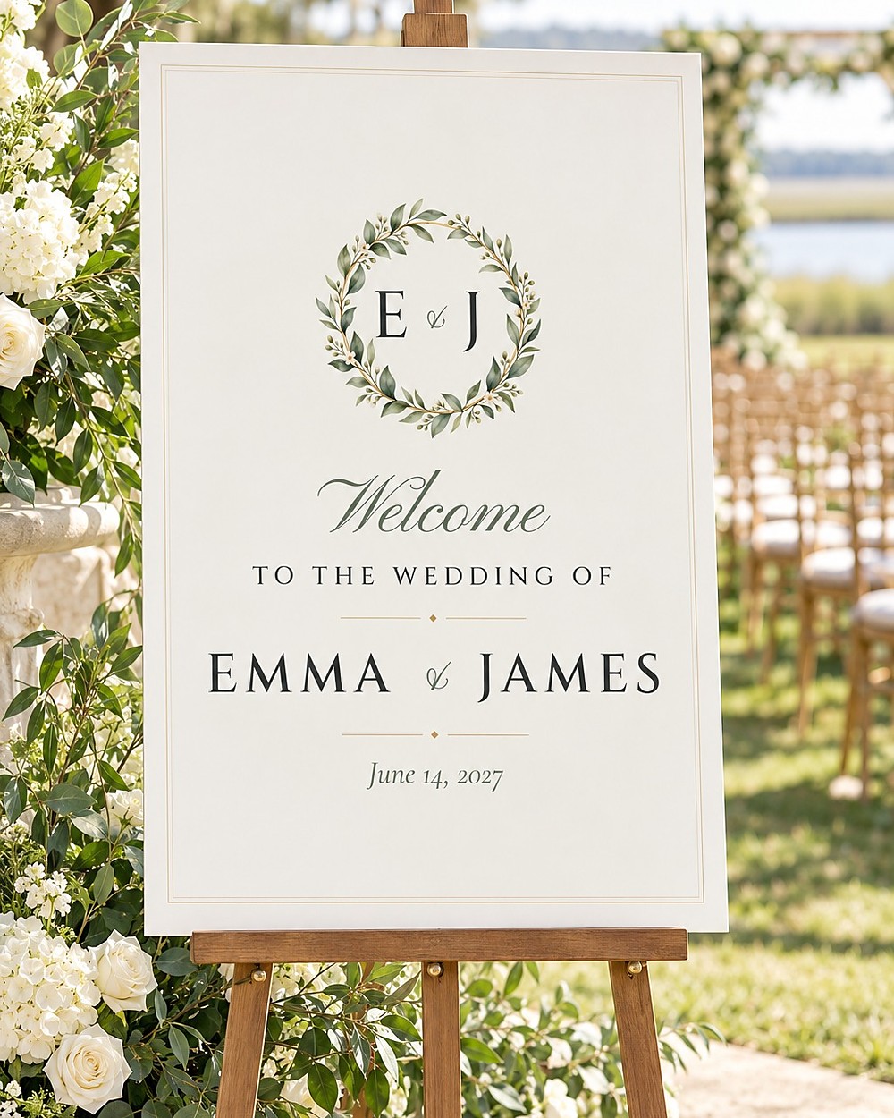 Monogram welcome sign