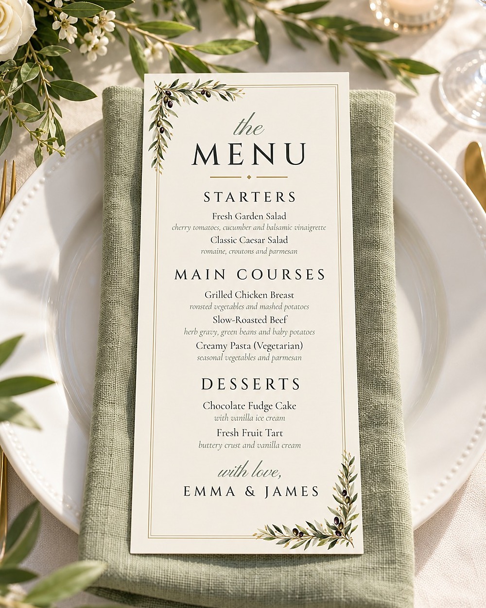 Olive Branch dinner menu