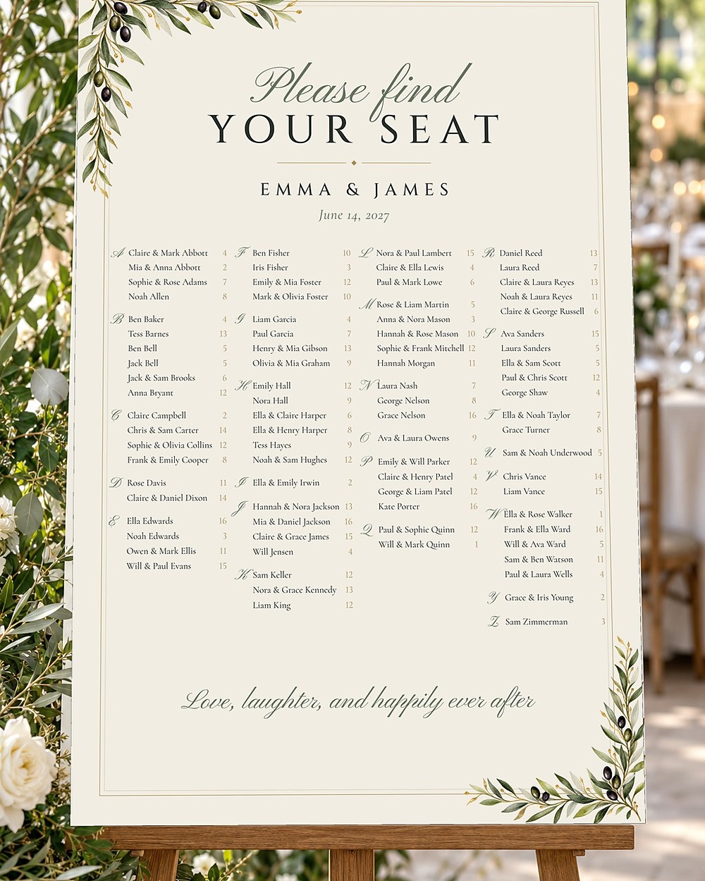 Olive Branch seating chart