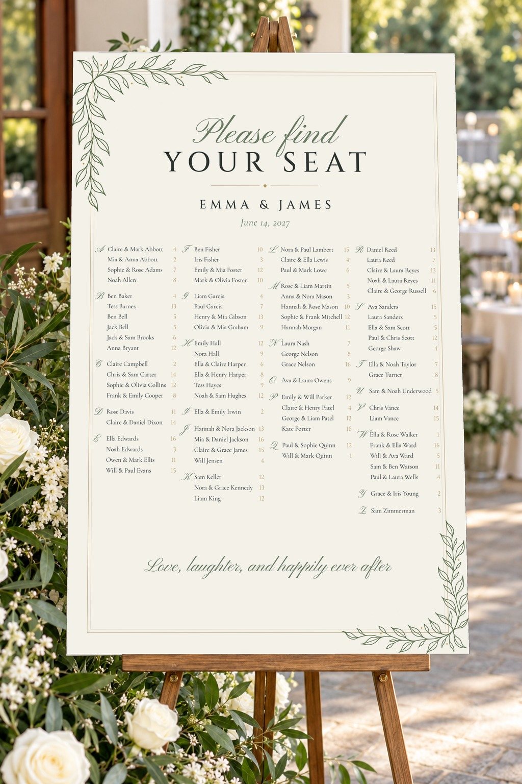 Line Art seating chart at a wedding reception