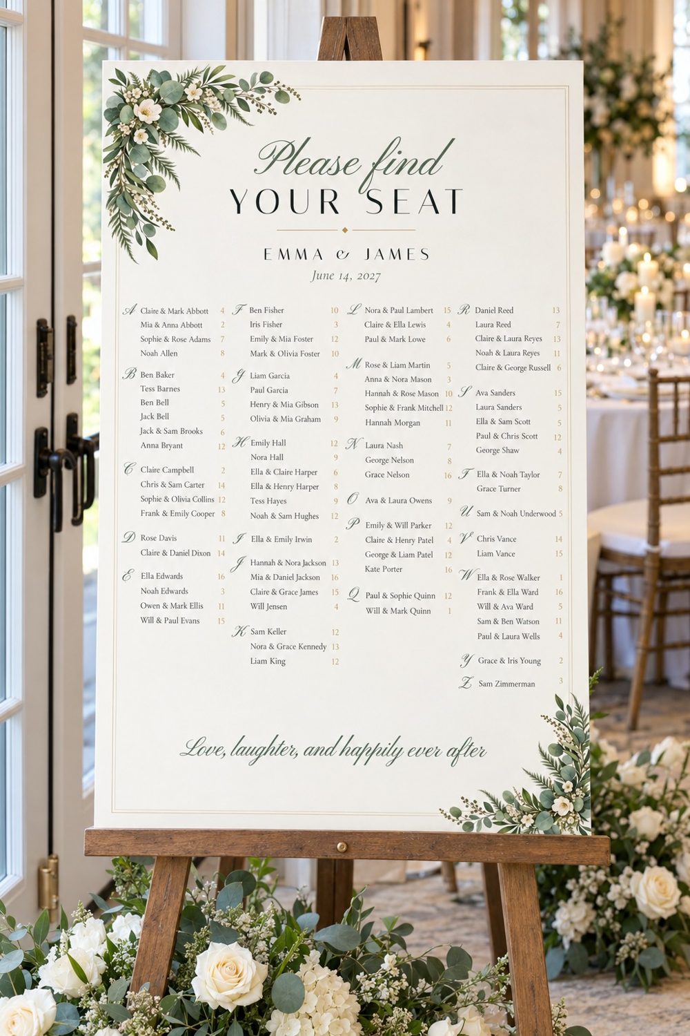 Greenery seating chart