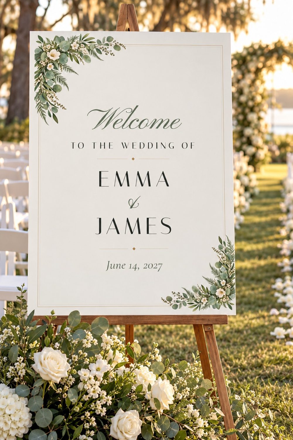 Greenery welcome sign